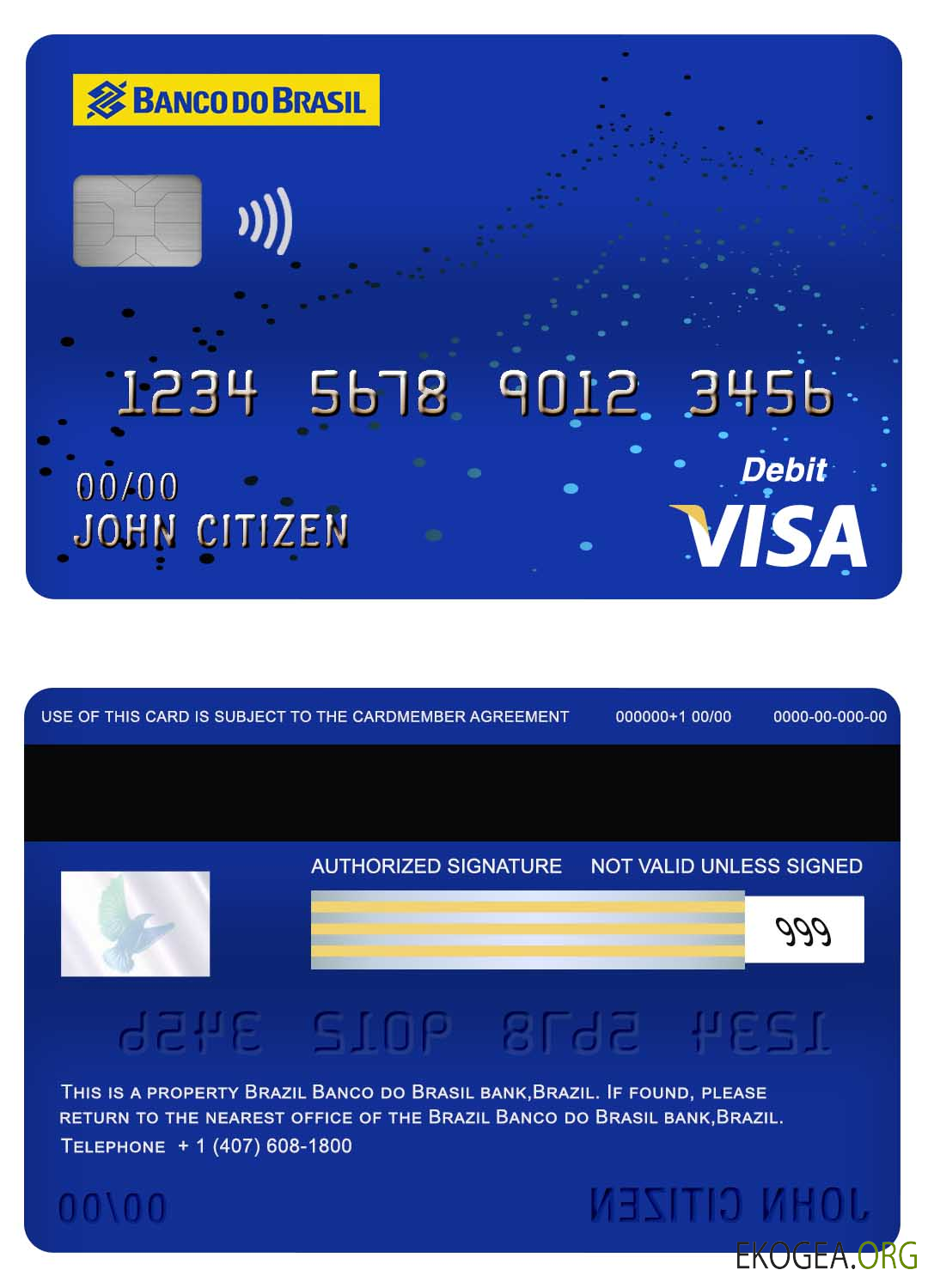 Carte de débit visa bancaire Banco do Brasil au Brésil